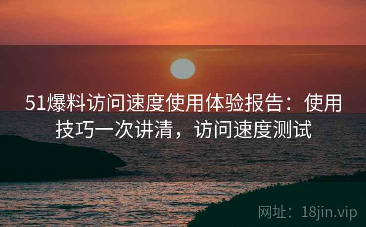 51爆料访问速度使用体验报告：使用技巧一次讲清，访问速度测试