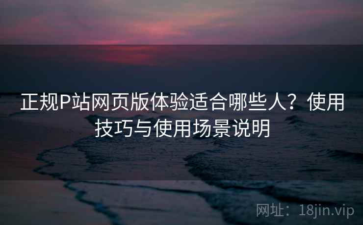 正规P站网页版体验适合哪些人？使用技巧与使用场景说明